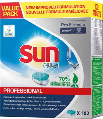 Vaatwastabletten Sun All-in-1 102 stuks, Verzenden
