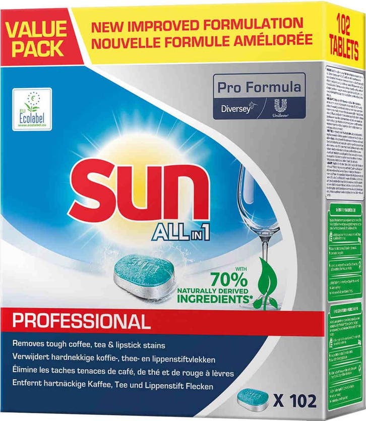 Vaatwastabletten Sun All-in-1 102 stuks, Huis en Inrichting, Schoonmaakartikelen, Verzenden