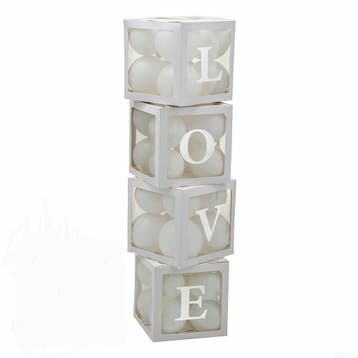 4 doorzichtige letter ballon blokken LOVE wit, Verzenden, Nieuw, Versiering, Geboorte of Huwelijk