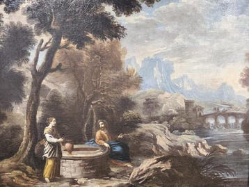 Escuela Barroca Italiana (XVII-XVIII) - Cristo y la, Antiek en Kunst