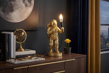 Tafellamp ASTRONAUT 37 cm handgemaakte sculptuur goud -, Ophalen of Verzenden, Nieuw