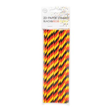 Papieren Rietjes Rood/Geel/Zwart (20st), Hobby en Vrije tijd, Feestartikelen, Ophalen of Verzenden, Nieuw