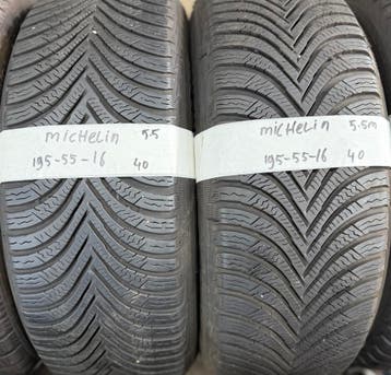 2x 195-55-16 Michelin Winter 2x 5.5mm €40 Per Band 195 55 16, Auto-onderdelen, Banden en Velgen, Ophalen, Gebruikt, 16 inch, Winterbanden