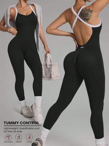 Seamless Yoga Jumpsuit met Gekruiste Schouderbanden - Sneldr, Verzenden, Nieuw
