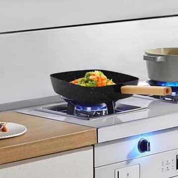 Vierkante Koekenpan 18cm Anti-aanbak Omeletpan Houten Handva, Verzenden, Nieuw
