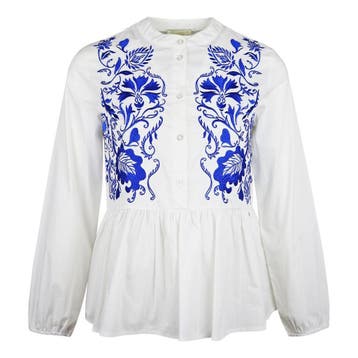 Verysimple • witte tuniek blauw borduursel • 36 (IT42), Verzenden, Nieuw, Maat 36 (S), Wit