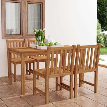 vidaXL 5-delige tuinset 140x80 cm massief teakhout, Verzenden, Nieuw, Hout, Tuinset