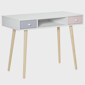 Scandinavisch Kinderbureau met Lade en Opbergvak - Wit/Grijs, Verzenden, Nieuw