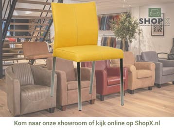 Leren eetkamerstoel Basic - Toledo Giallo (geel) - Poten, Huis en Inrichting, Overige kleuren, Nieuw, Leer, Ophalen of Verzenden