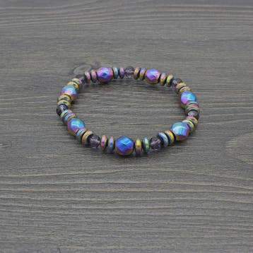 Handgemaakte Regenboog Hematite Kralen Armband met Kristal -, Verzenden, Nieuw