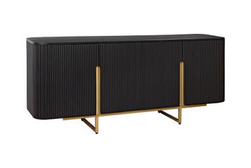 Dressoir GATSBY 160cm retrostijl mango zwart goud, Huis en Inrichting, Kasten | Dressoirs, Ophalen of Verzenden, Nieuw