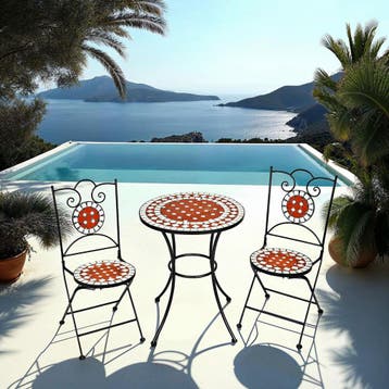 Mozaïek tuinset met 2 stoelen en tafel - bruin, Verzenden, Nieuw