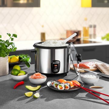 Rijstkoker met stoominzet, 1,8 l, warmhoudfunctie - zilver, Verzenden