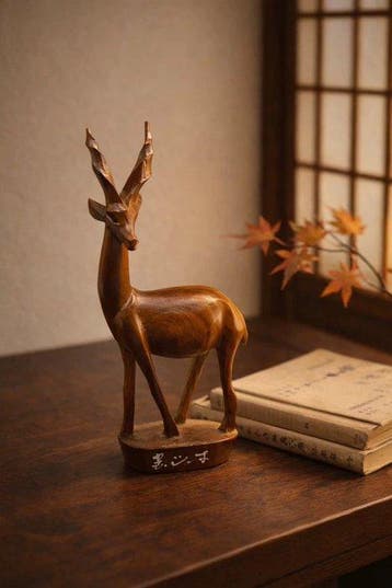 Decoratief ornament - Houten hertenbeeld in Nara, Japan -
