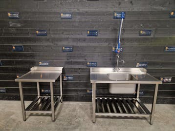 Aan- en afvoertafel | wastafel | 120cm | RVS | horeca, Nieuw in verpakking, RVS Meubilair