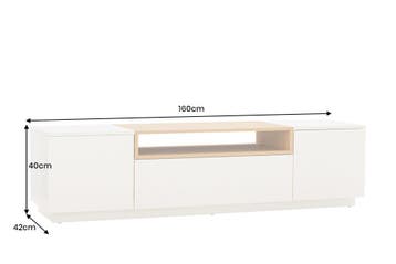 TV-bord LOFT 160cm wit naturel - 47810, Ophalen of Verzenden, Nieuw