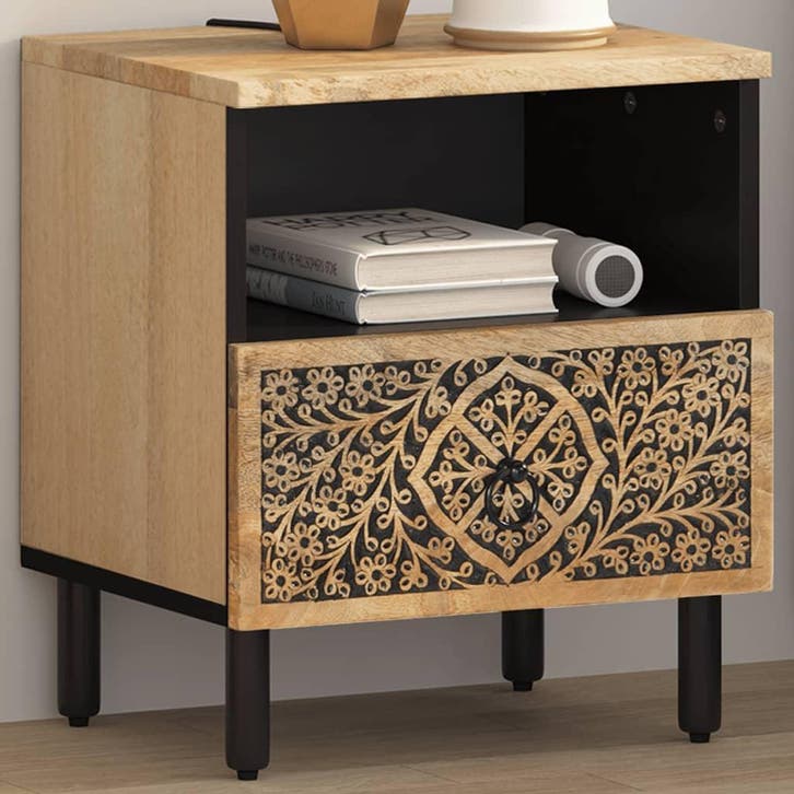 vidaXL Nachtkastje 40x33x46 cm massief mangohout, Huis en Inrichting, Slaapkamer | Nachtkastjes, Nieuw, Hout, Verzenden