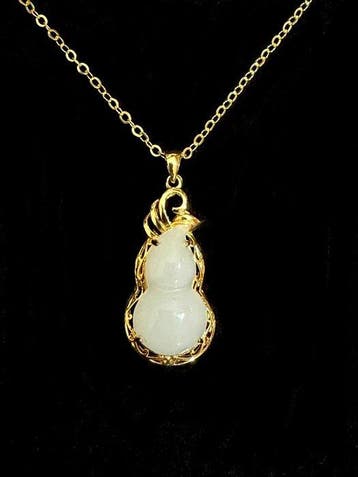 halsketting - Jade, Verguld - China - 21e eeuw, Antiek en Kunst