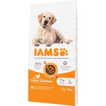 Iams for Vitality Senior Large met kip hondenvoer 12 kg, Verzenden, Hond