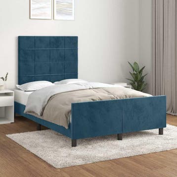 vidaXL Bedframe zonder matras 120x200 cm fluweel donkerblauw, Nieuw, Twijfelaar, 120 cm, 200 cm
