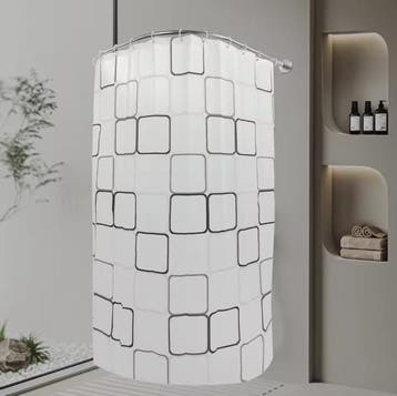 Geometrisch Douchegordijn met U-Vormige Stang Waterdicht, Verzenden, Nieuw