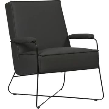 Set van 2 Leren fauteuils Hope - Toledo Antracite, Nieuw, Ophalen of Verzenden, 50 tot 75 cm, Leer