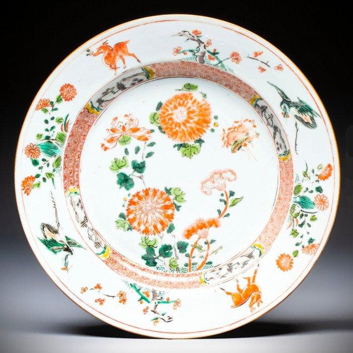 GEEN RESERVE - ANTIEKE VERGULDE FAMILLE VERTE BORD MET, Antiek en Kunst, Antiek | Overige Antiek