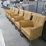 Verrijdbare fauteuils - geel leder (alleen per set), Huis en Inrichting, Fauteuils, Ophalen of Verzenden, Nieuw