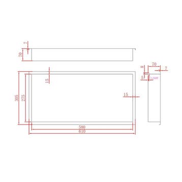 Inbouwnis Met LED Verlichting Aquasplash Lucio 60x30 RVS, Ophalen of Verzenden, Nieuw