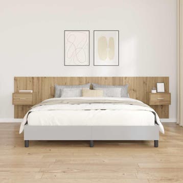 vidaXL Hoofdbord Met Kast 3 st Artisan Eiken Bewerkt hout, Huis en Inrichting, Slaapkamer | Bedden, Verzenden, Nieuw, Bruin, Hout