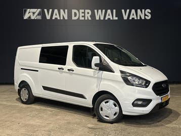Ford Transit Custom 2.0 TDCI 130pk L2H1 Dubbele Cabine Euro6, Stof, Gebruikt, Wit, Dealer onderhouden