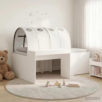 vidaXL Bedframe met tunnel met plank 3 st Wit Bewerkt hout, Verzenden, Nieuw, Wit, Hout