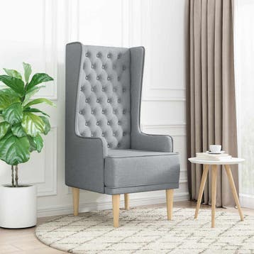 vidaXL Gecapitonneerde stoel met hoge rugleuning Lichtgrijs, Huis en Inrichting, Fauteuils, Verzenden, Nieuw
