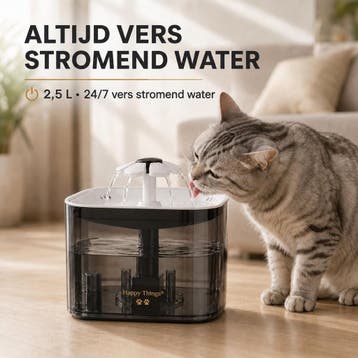 Happy Things® - Drinkfontein Kat en Hond - Fluisterstil -, Dieren en Toebehoren, Ophalen of Verzenden, Nieuw