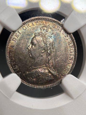 Verenigd Koninkrijk. Victoria. 3 Pence 1887 NGC MS62 (Zonder