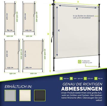Klemluifel - Balkon luifel - Verticale luifel - 100x310 cm -, Verzenden, Zo goed als nieuw