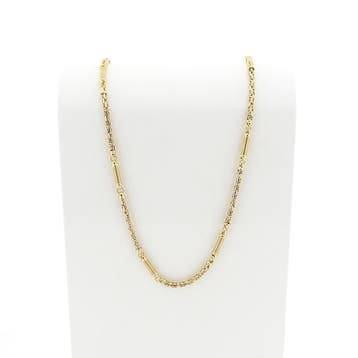 Gouden koningsschakel ketting met staafjes | 56 cm, Sieraden, Tassen en Uiterlijk, Kettingen, Ophalen of Verzenden, Gebruikt, Goud