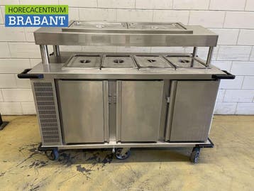 RVS Rieber Verrijdbare koelwerkbank 3 deuren en saladiere, Ophalen of Verzenden, Gebruikt