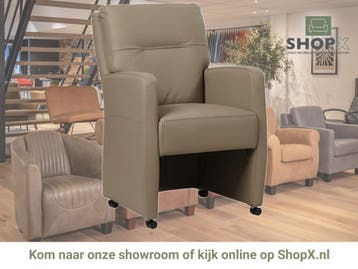 Leren eetkamerstoel Sharp - Toledo Mocca (taupe/bruin) -, Eigentijds, Modern, Bruin, Nieuw, Leer
