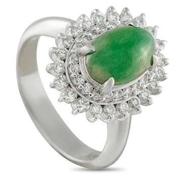 Ring Platina, Platina en 0,69 ct diamant Jade-ring - 0.69ct., Nieuw