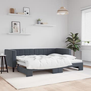 vidaXL Slaapbank met onderschuifbed 80x200 cm fluweel, Huis en Inrichting, Eenpersoons, Verzenden, Nieuw, 80 cm