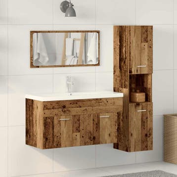 vidaXL 3-delige Badkamermeubelset bewerkt hout oud, Verzenden, Nieuw, Overige typen