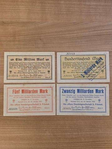 Duitsland. - 4 Banknotes 1923 – Neustadt O.S. – Notgeld