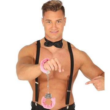 Roze pluche handboeien - Politie accessoires, Ophalen of Verzenden, Nieuw