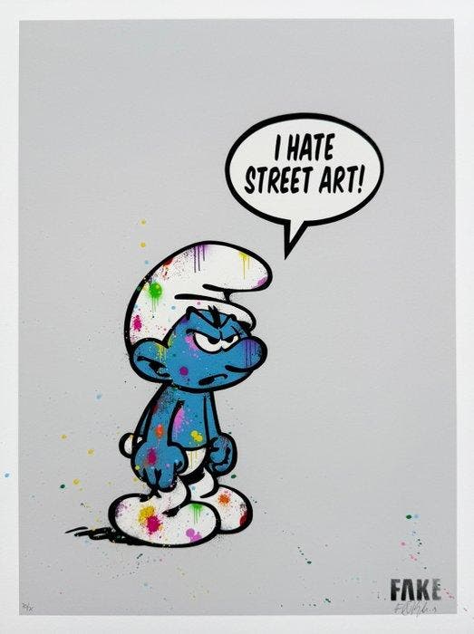 Fake - I hate street art (grey), Antiek en Kunst, Kunst | Designobjecten