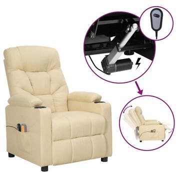vidaXL Massagestoel elektrisch stof crèmekleurig, Sport en Fitness, Verzenden, Nieuw
