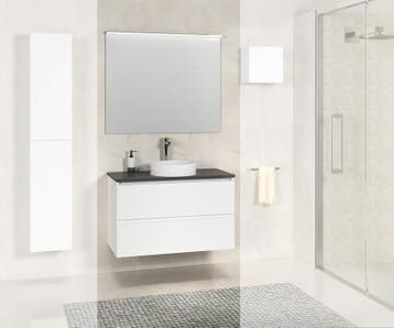 Bologna badmeubel 80cm matwit+stenen blad, Huis en Inrichting, Badkamer | Badkamermeubels, Verzenden, Nieuw