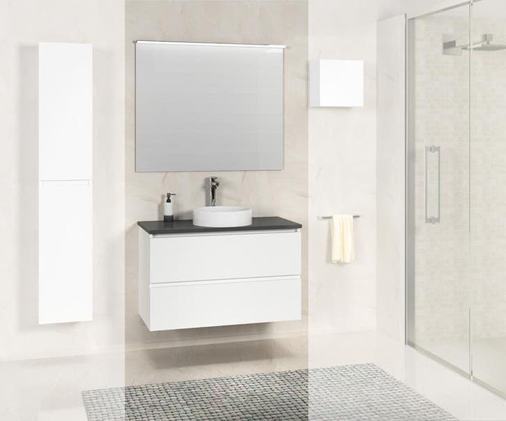 Bologna badmeubel 80cm matwit+stenen blad, Huis en Inrichting, Badkamer | Badkamermeubels, Nieuw, Verzenden