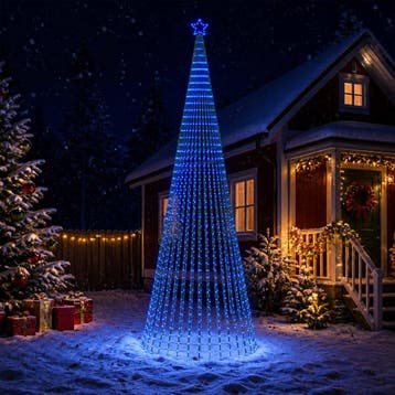vidaXL LED Kerstboom EKENAS 500 cm 1524 LEDs Blauw Staal, Verzenden, Nieuw