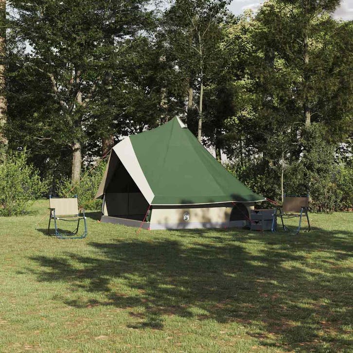 vidaXL Tipi Tent met dak met opslag Groen 400 x 346 x 250 cm, Caravans en Kamperen, Tenten, Nieuw, tot en met 2, Verzenden